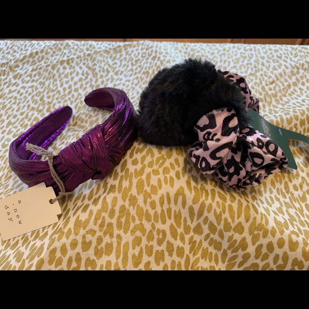Purple Head Band & Pony Tail Scrunch Combo